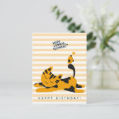 Süße rote Katze - Kindergeburtstag Postkarte (Stehend Vorderseite)
