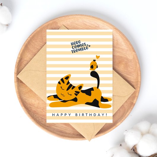 Süße rote Katze - Kindergeburtstag Postkarte