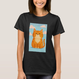 Süße rote Katze mit blauem Himmel und rosa Wolken T-Shirt