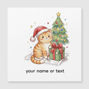 Süße rote Katze mit Santa-Hut Weihnachts-Schmuck Magnetkarte