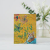 Süße rote Katze und Blumen Collage Postkarte (Stehend Vorderseite)