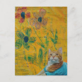 Süße rote Katze und Blumen Collage Postkarte (Vorderseite)