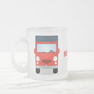 Süße rote Kawaii-LKW-Cartoon-Illustration Mattglastasse