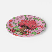 Süße rote Kirsch-Stimmung Hübsches Mädchen Ästheti Pappteller (Schrägansicht)