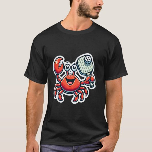 Süße rote Krabbe spielt Pickleball-Design T-Shirt (Vorderseite)