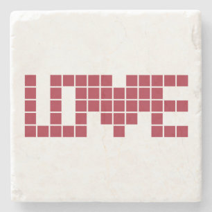 Süße rote Liebesquadrate Buchstaben Steinuntersetzer