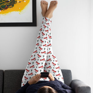Süße rote Lieferwagen-Weihnachts-Pyjama-Hosen Leggings