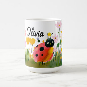 Süße Rote Marienkäfer Mädchen Name Wildblumen Kaffeetasse