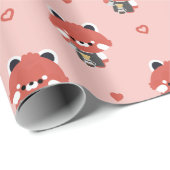 Süße Rote Panda Barista Geschenkpapier (Rolleneckpunkt)