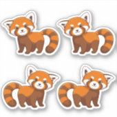Süße Rote-Panda-Garnitur aus 4 Aufkleber (Vorderseite)