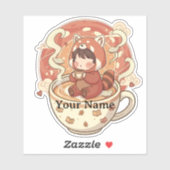 Süße rote Panda-Kaffeetasse Vinyl-Aufkleber Aufkleber (Blatt)