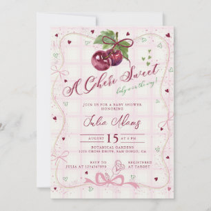 Süße rote pinke Kirsche süße glückliche Babyparty Einladung