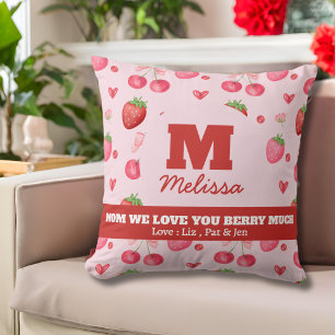 Süße rote rosa Liebe dich Berry Viel Muttertag Kissen