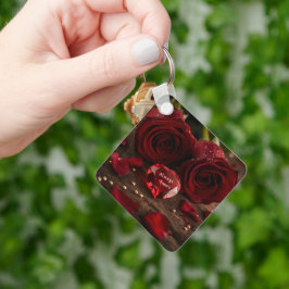 Süße rote Rose Romantischer Valentinstag Herz Schl Schlüsselanhänger