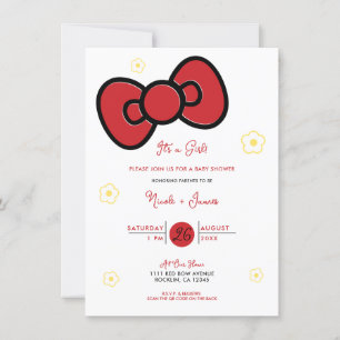 Süße rote Schleife Whimsical Baby Shower Einladung