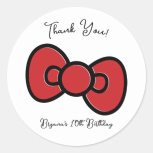 Süße rote Schleife Whimsical Baby Shower Geburtsta Runder Aufkleber