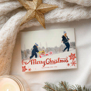 Süße rote Schrift Foto Schneeflocke Weihnachten Postkarte