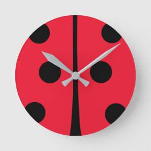 Süße rote schwarze Marienkäfer Punkte Runde Wanduhr