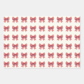 Süße rote und cremefarbene Gingham-Schleife Geschenkpapier Set (Vorderseite 2)
