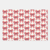 Süße rote und cremefarbene Gingham-Schleife Geschenkpapier Set (Vorderseite)