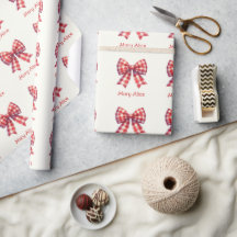 Süße rote und cremweiße Gingham-Schleife