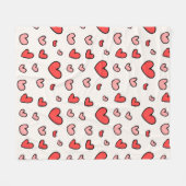 Süße rote und rosa Hand gezeichnete Herzen Muster Fleecedecke (Vorderseite (Horizontal))
