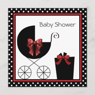 Süße rote und schwarze Babyparty Einladung