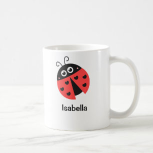 Süße rote und schwarze Marienkäfer mit Herzen für  Kaffeetasse
