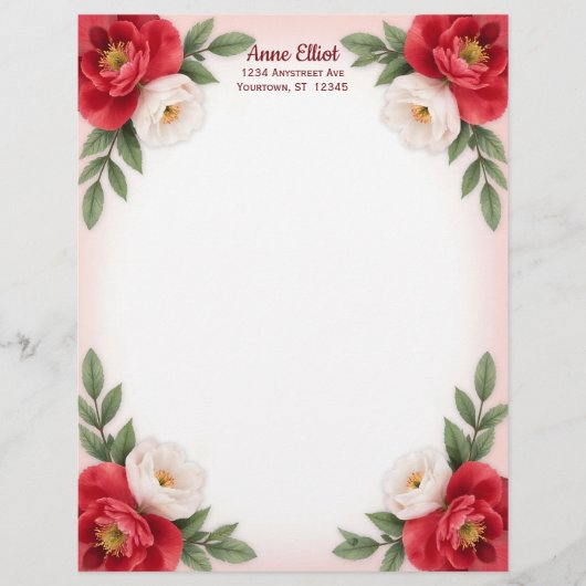 Süße rote und weiße Blumen Briefpapier (Vorderseite)