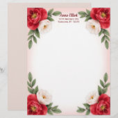 Süße rote und weiße Blumen Briefpapier (Vorne/Hinten)