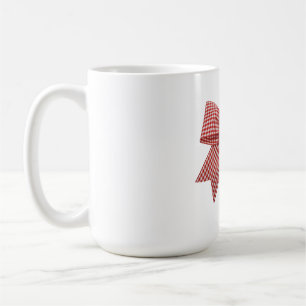 Süße rote und weiße Gingham-Karo-Band-Schleife Kaffeetasse