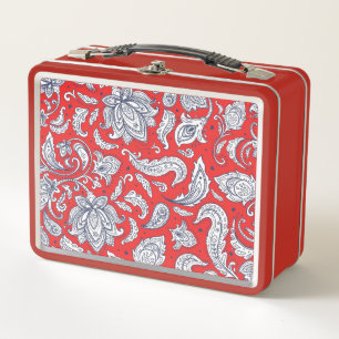 Süße rote Vintage-Blumenmuster Metall Brotdose