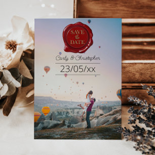 Süße rote Wachssiegel-Foto Minimalist Save The Dat Date