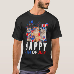 Süße rote weiße blaue persische Katze patriotisch  T-Shirt