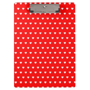 Süße rote weiße Herzen, niedlicher Valentinstag Li Klemmbrett
