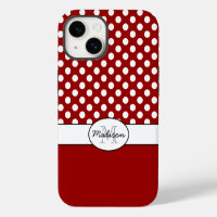 Süße rote weiße Punkte Retro-Muster Monogramm