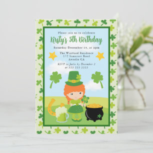 Süße rothaarige Kinder zum Geburtstag St. Patrick' Einladung