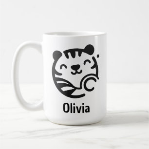 Süße runde minimalistische Katzenbabys Gesicht Kaffeetasse