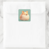 Süße runde Ton-Corgi-Figur Quadratischer Aufkleber (Tasche)
