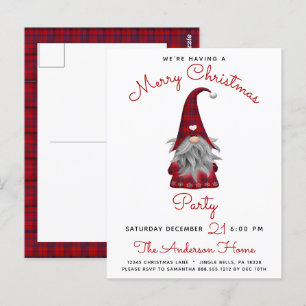 Süße rustikale Frohe Weihnachten Gnom Party-Einlad Postkarte