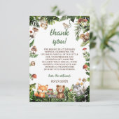 Süße rustikale Tiere Grün Babyparty Danke (Stehend Vorderseite)