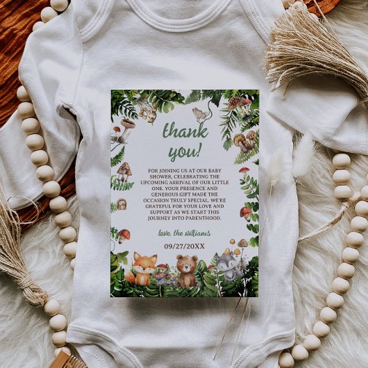 Süße rustikale Tiere Grün Babyparty Danke