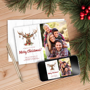 Süße rustikale Weihnachts-Hirsch-Ornamente Feierta Feiertagskarte