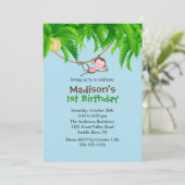 Süße Safari-Affe zum Geburtstag Einladung (Stehend Vorderseite)