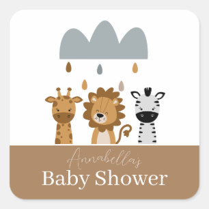 Süße Safari-Boho-Baby-Tiere Quadratischer Aufkleber