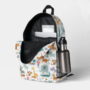 Süße Safari-Dschungeltiere personalisierter Babyna Bedruckter Rucksack