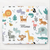 Süße Safari-Dschungeltiere personalisierter Babyna Mousepad (Vorne)