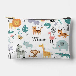 Süße Safari-Dschungeltiere personalisierter Babyna Zubehörtasche