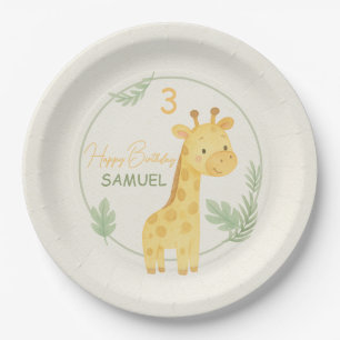 Süße Safari-Giraffe Dschungel-Kinder-Geburtstagsfe Pappteller