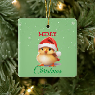 Süße Safari-Tier-Vogel-Santa-Weihnachtskostüm Keramikornament